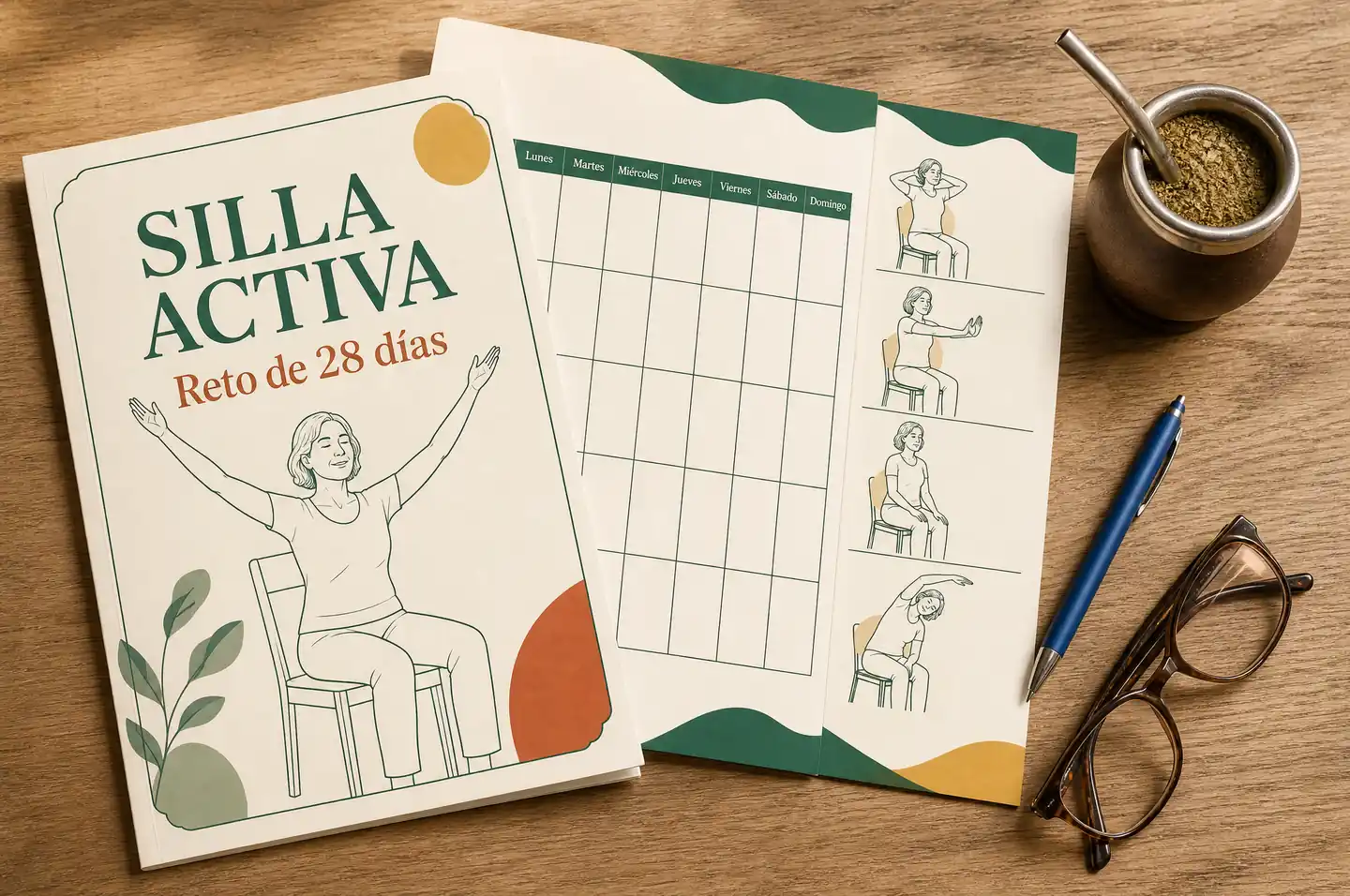 El pack impreso con la portada, el calendario y una ficha diaria